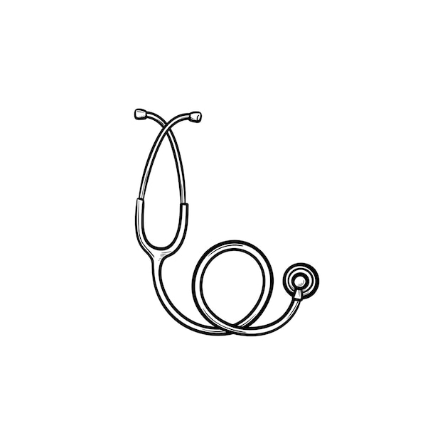 Vector stethoscope hand drawn doodle icon