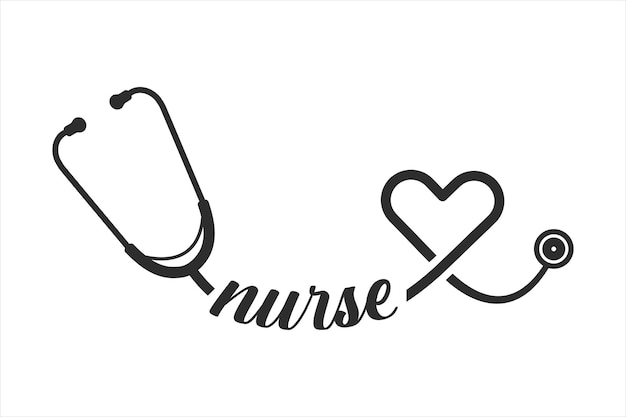 Stethoscope heart vector medical tools vector stethoscope typography doctor nurse health