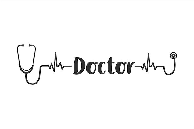 Stethoscope heart vector medical tools vector stethoscope typography doctor nurse health