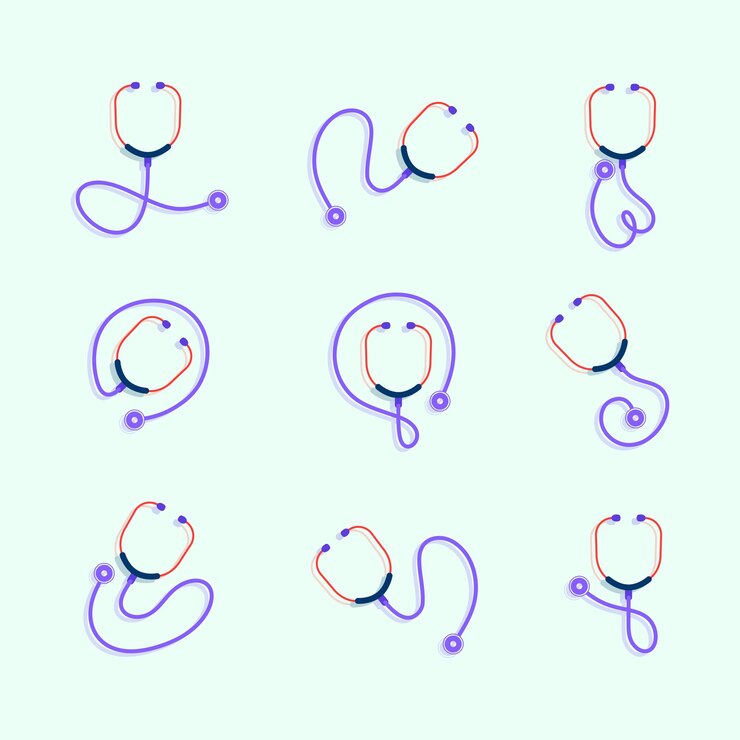 Vector stethoscope icon set vector illustration