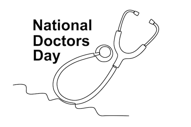 Vector a stethoscope is a mandatory tool for doctors national doctors day oneline drawing