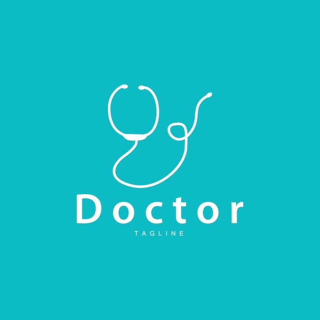 Vettore stetoscopio logo salute dottore design linea semplice vettore simbolo illustrazione