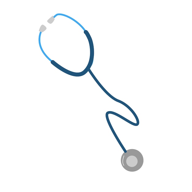 stethoscope medical instrument doodle in a cartoon style Vector illustration on white background