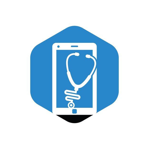 Stethoscope mobile logo design vector Phone doctor vector logo template