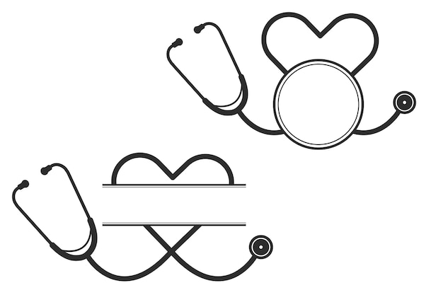 Vettore monogramma stetoscopio strumenti medici vettore monogramma illustrazione stetoscopio medico infermiere