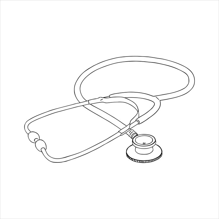 Vector stethoscope outline drawing