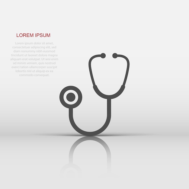 Stethoscope sign icon in flat style Doctor medical vector illustration on white isolated background Hospital business concept