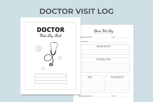 Vector stethoscope vector. kdp ready logbook. medical notebook. health care log book and medical tracker. doctor visiting logbook kdp interior. medical visit log book.