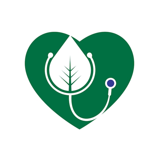 Stethoscope with leaf icon vector logo design