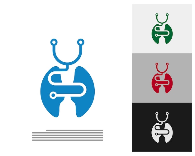 Vector stethoscope with lungs logo template design vector emblem design concept creative symbol icon