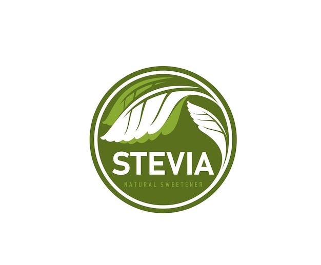 Vector stevia leaves natural sweetener icon or label