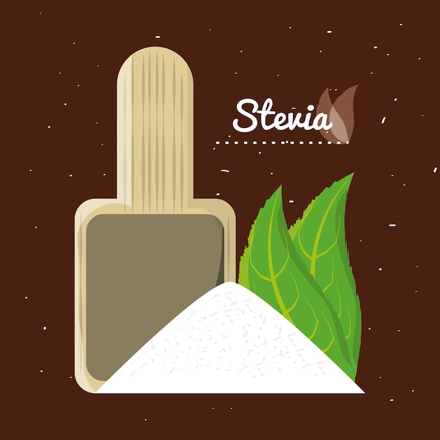 Stevia natuurlijke zoetstof bladeren en lepel