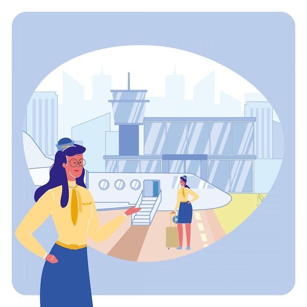 Steward in luchthaven vectorillustratie