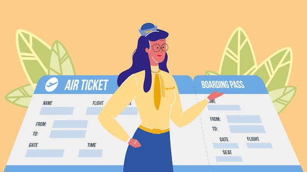 Steward, stewardess vector illustration