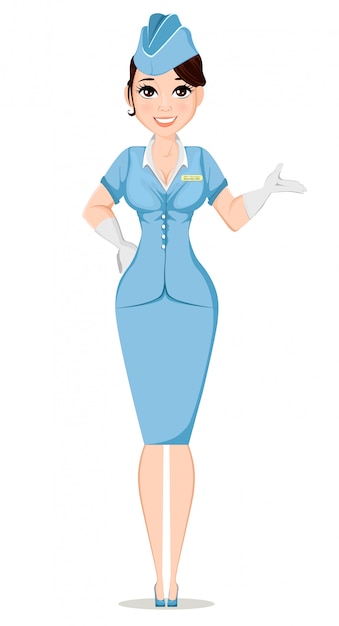 Vector stewardess in professioneel uniform