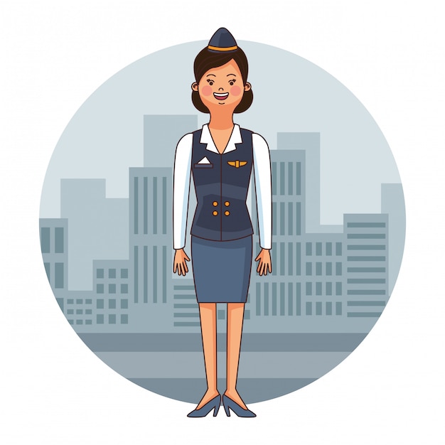 Stewardess vrouw cartoon