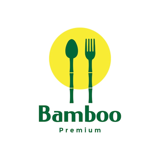 Bastone di bambù cucchiaio e forchetta logo design vettoriale simbolo grafico icona illustrazione idea creativa