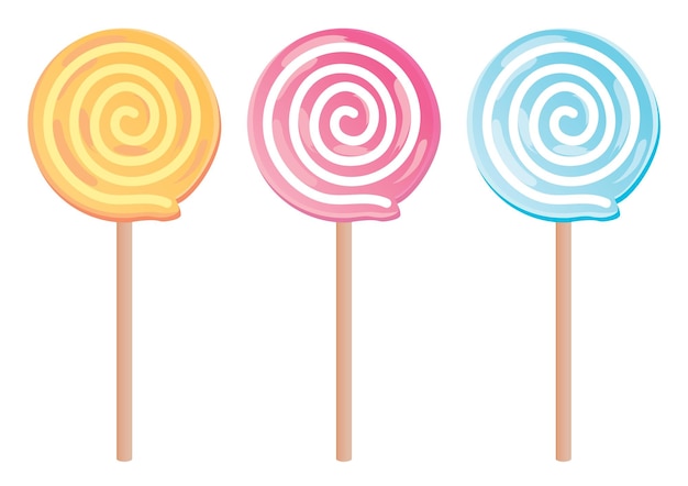Stick candy set with eddy pattern. This is an illustration of lollipop.