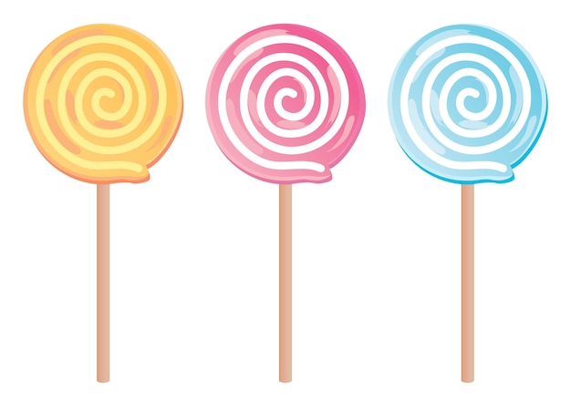 Stick candy set with eddy pattern. this is an illustration of lollipop.