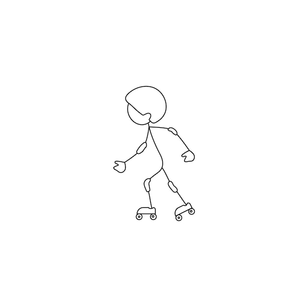 Фигурку ребенка на роликах значок вектора, изолированные на белом фоне