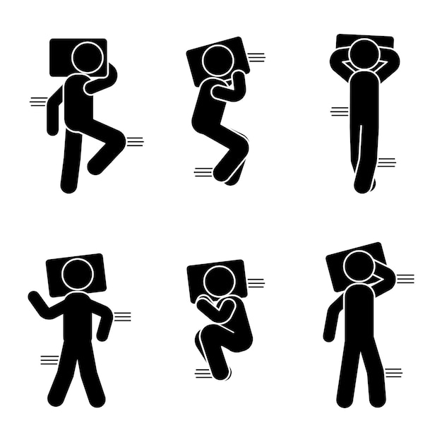 Stick figure different sleeping position set