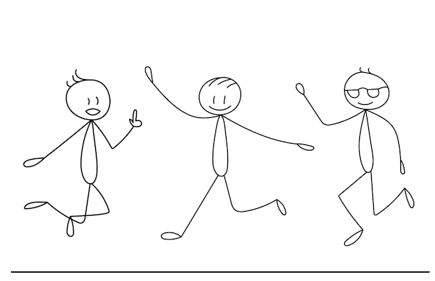 Stick figure of jumping man, isolated