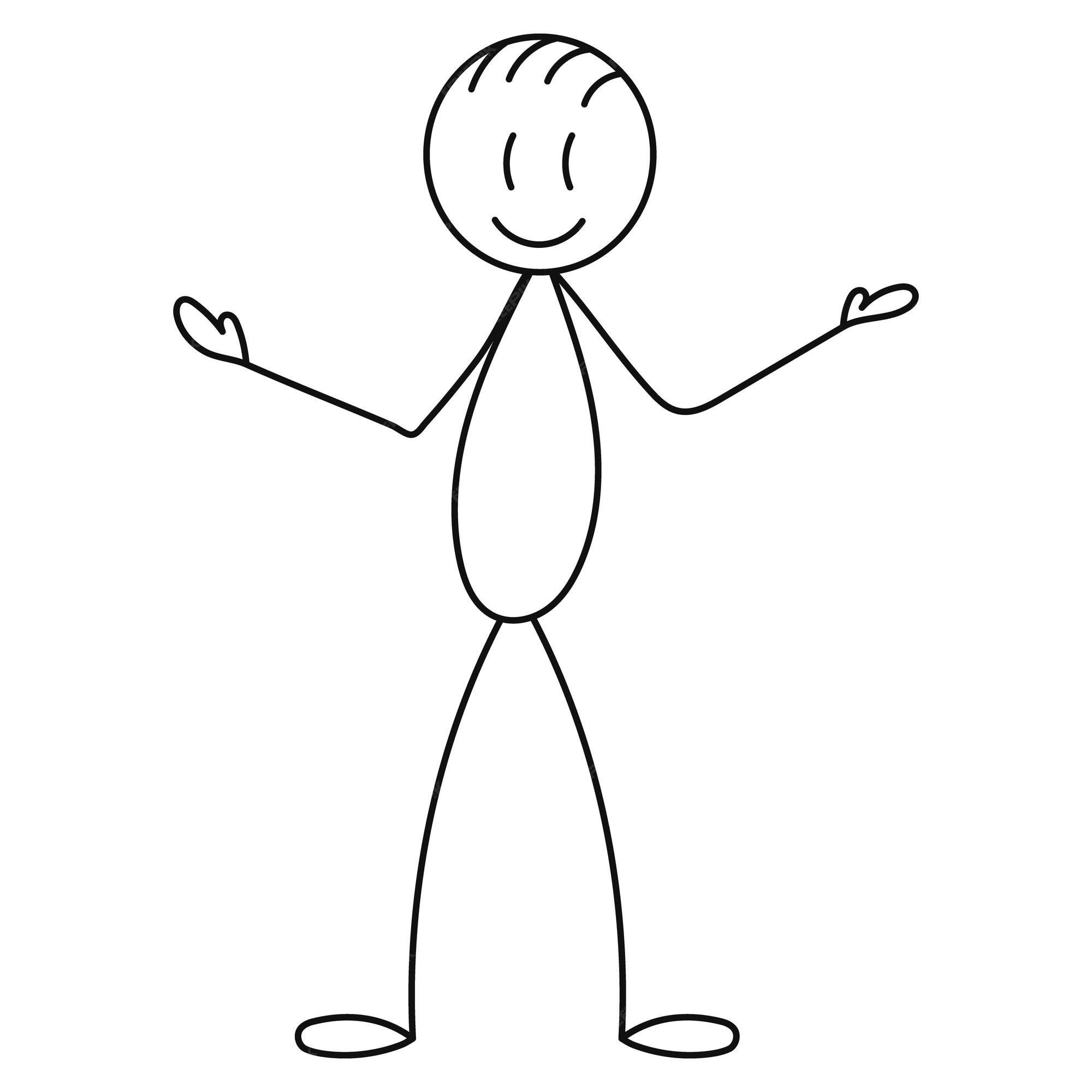 Premium Vector  Stick figure, man doodle drawing, isolated