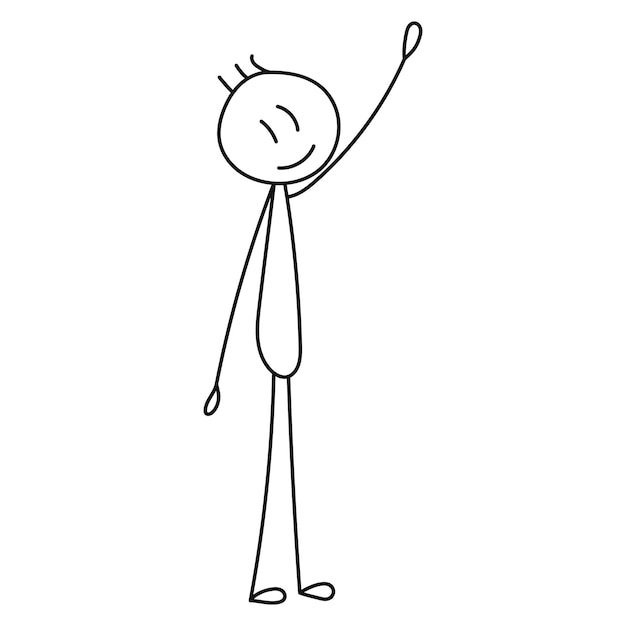 Premium Vector  Stick figure man pulls his hand up, isolated, vector