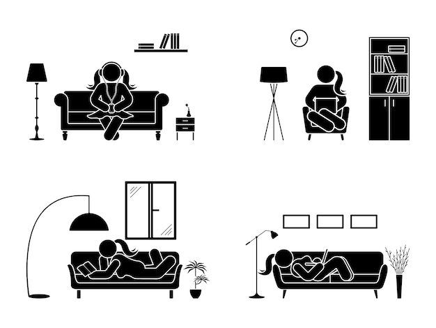 Stick figure resting at home position set