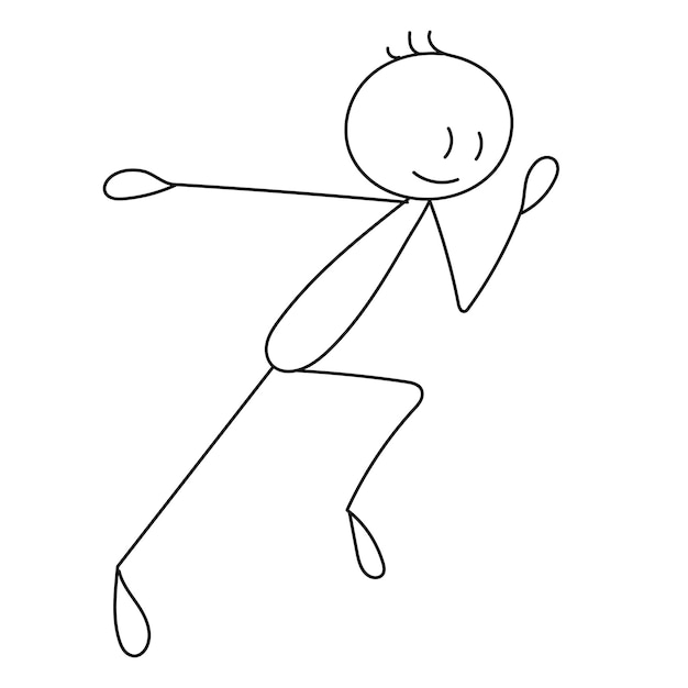 Vector stick figure of a running man, isolated, vector