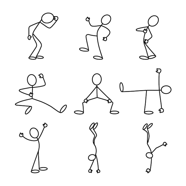 Vector stick figure sketch vector people collection