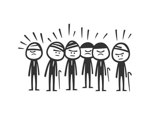 Vector stick figures angry group vector illustration