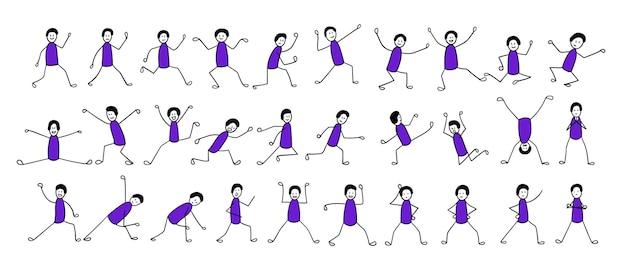 Stick man poses set Several positions for animation