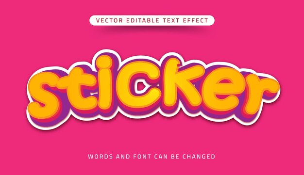 Sticker 3d comic and cartoon style editable text effect