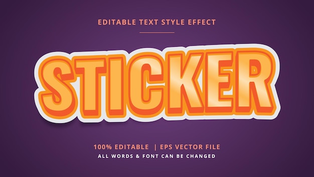 Adesivo effetto stile testo 3d. stile di testo dell'illustratore modificabile.