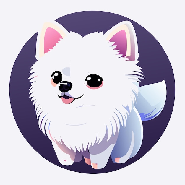 Sticker an adorable cute white pomeranian