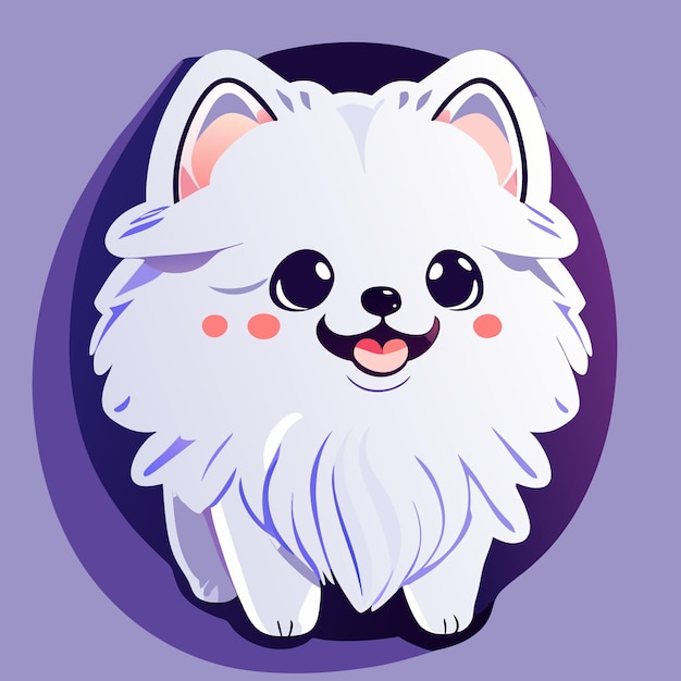 Vector sticker an adorable cute white pomeranian