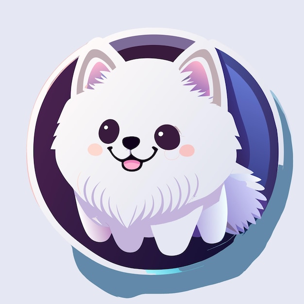 Vector sticker an adorable cute white pomeranian