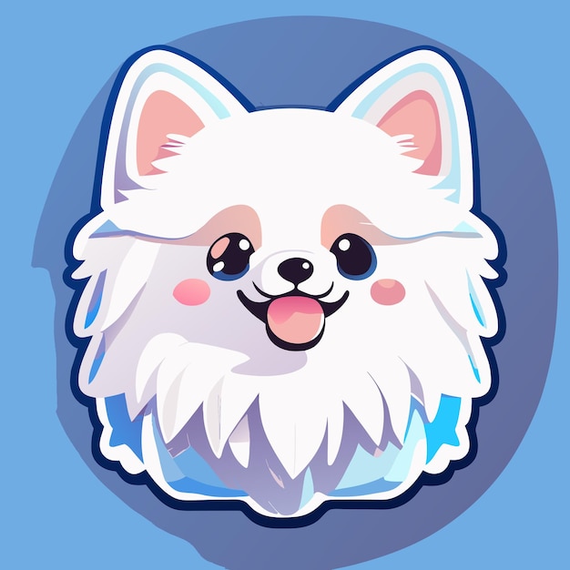 Vector sticker an adorable cute white pomeranian