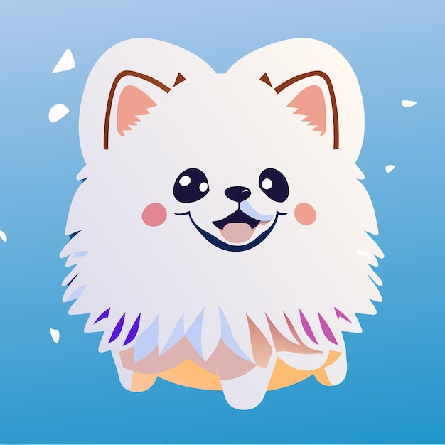 Vector sticker an adorable cute white pomeranian