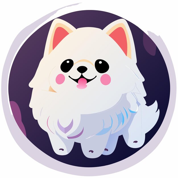 Vector sticker an adorable cute white pomeranian