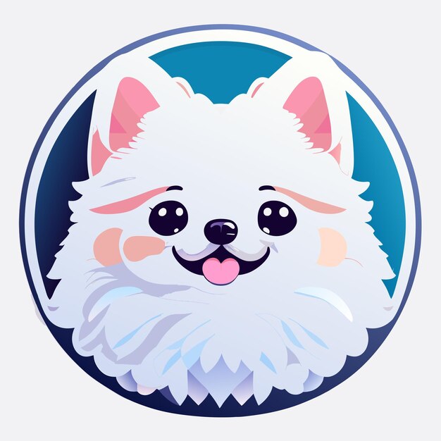 Vector sticker an adorable cute white pomeranian