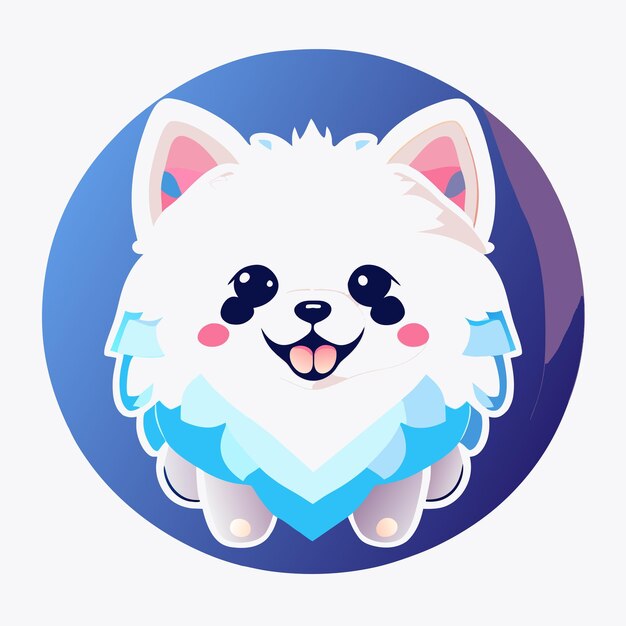 Vector sticker an adorable cute white pomeranian