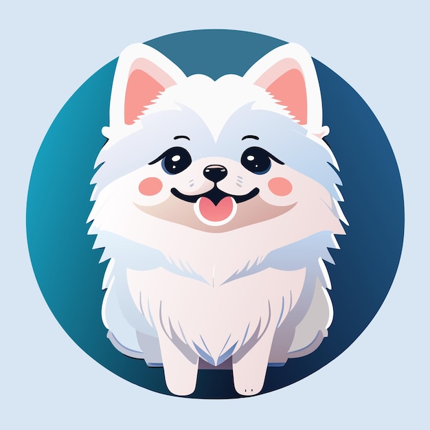 Sticker an adorable cute white pomeranian