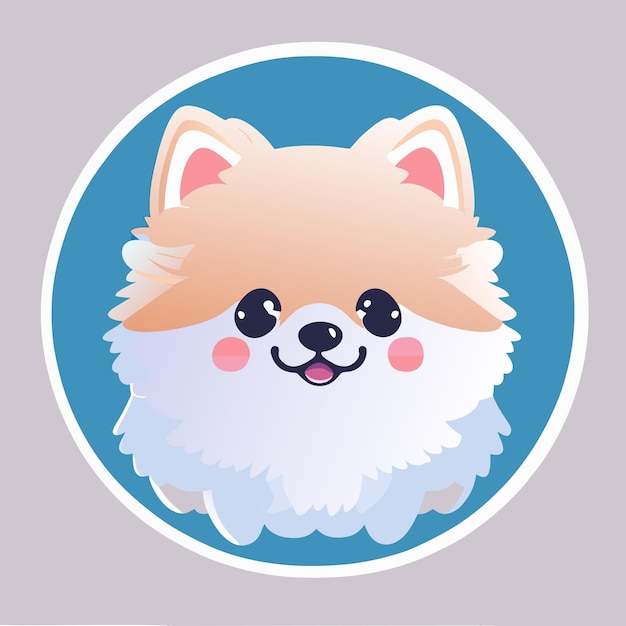 Vector sticker an adorable cute white pomeranian