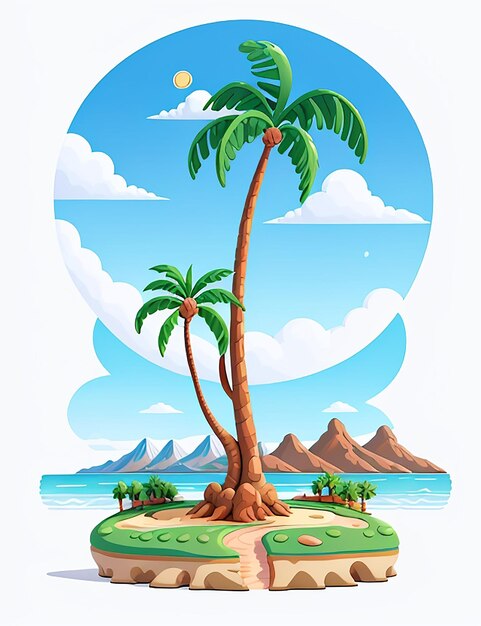 Vector sticker artwork of tshirt graphic of majestic palm tree in digital painting style