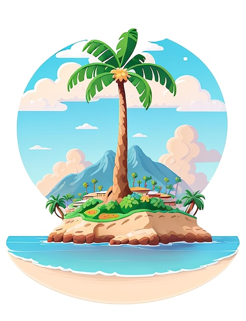 Sticker artwork of tshirt graphic of majestic palm tree in digital painting style