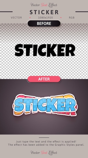 Vector sticker bewerkbare teksteffect lettertypestijl