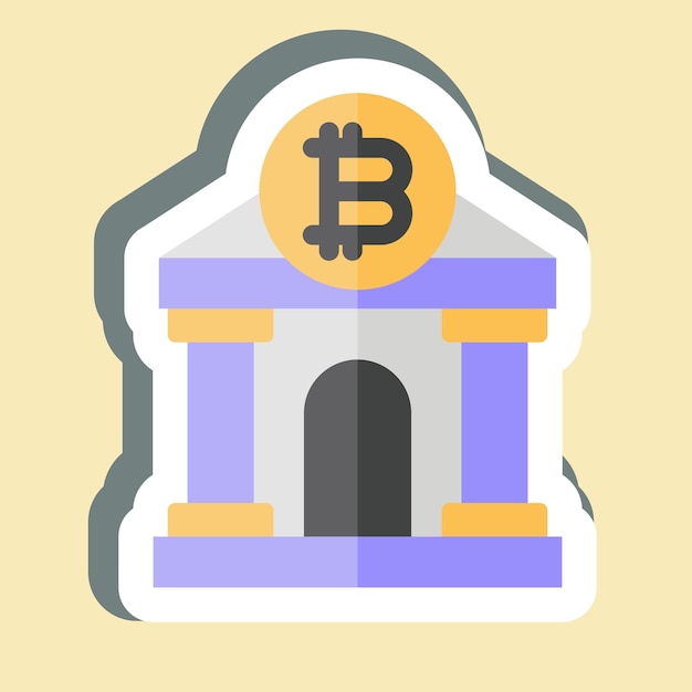 Sticker Bitcoin Bank gerelateerd aan Cryptography symbool eenvoudige ontwerp illustratie