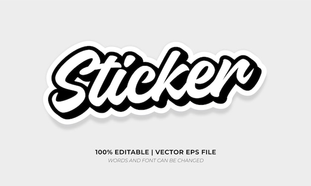 Sticker black and white 3d retro editable text effect vector font style template